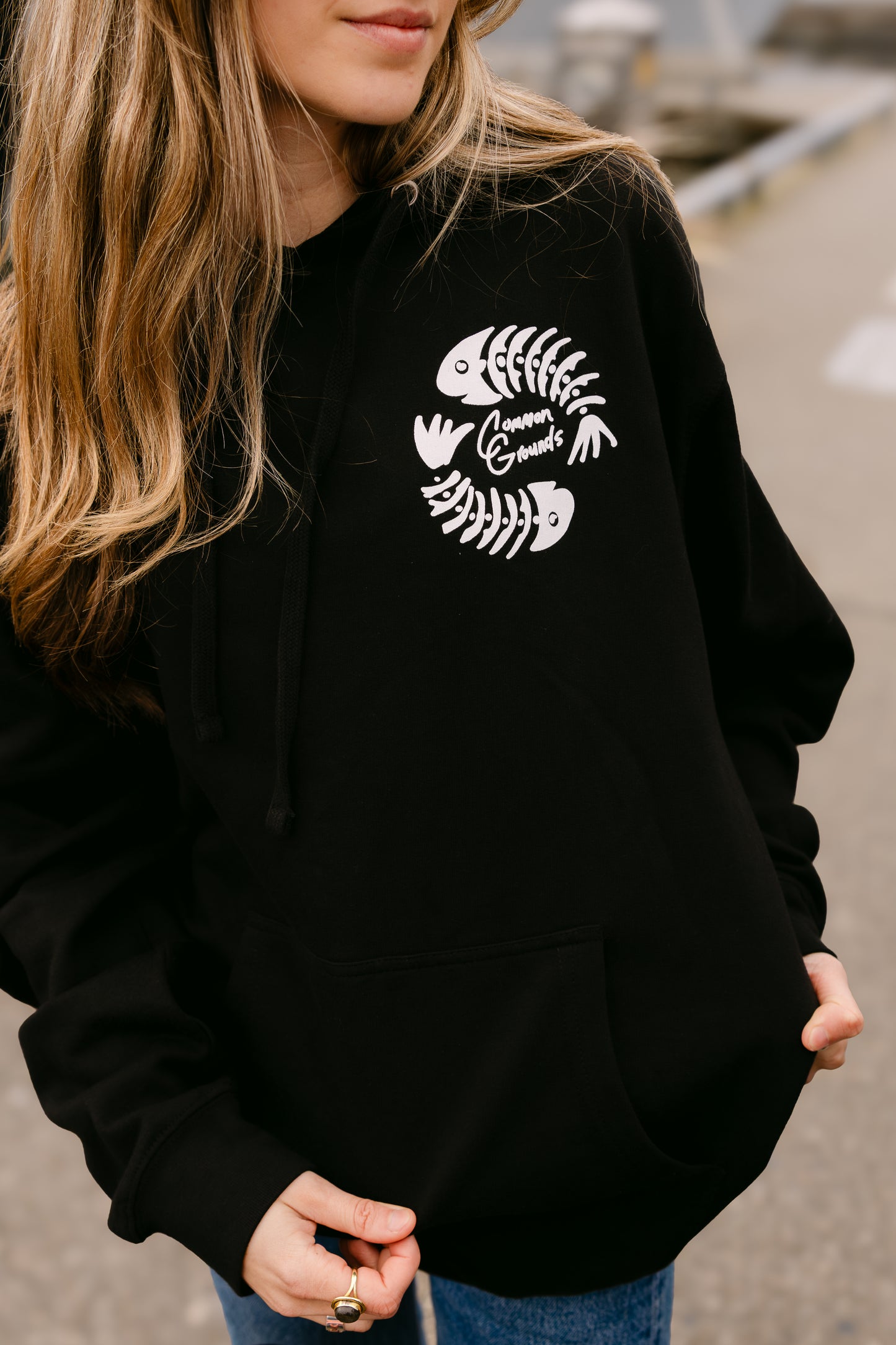 From Fishing to Coffee Hoodie – Black & White