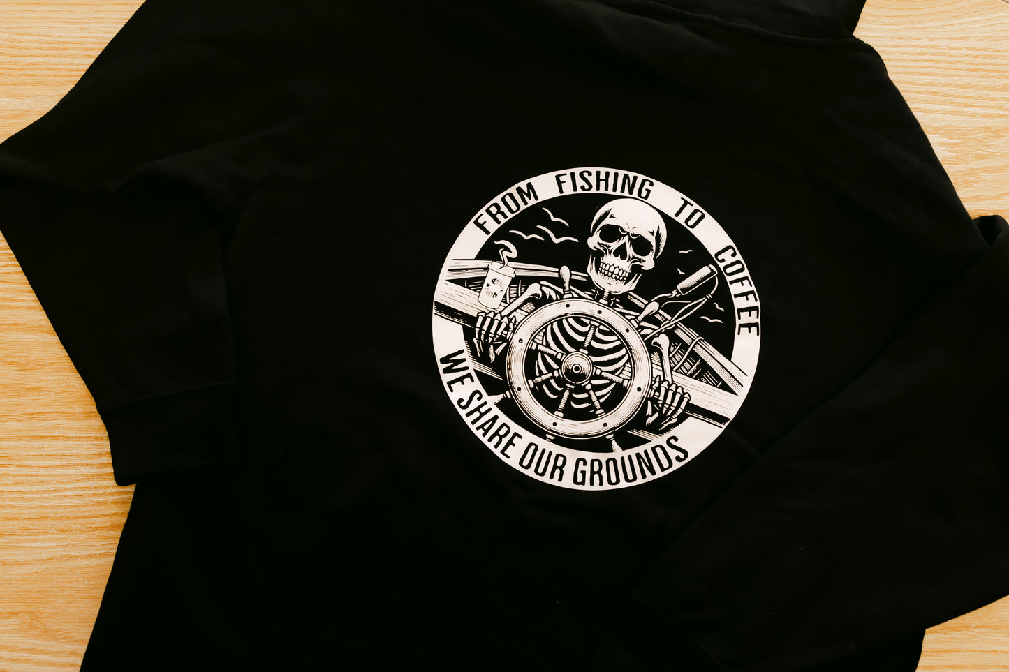 From Fishing to Coffee Hoodie – Black & White